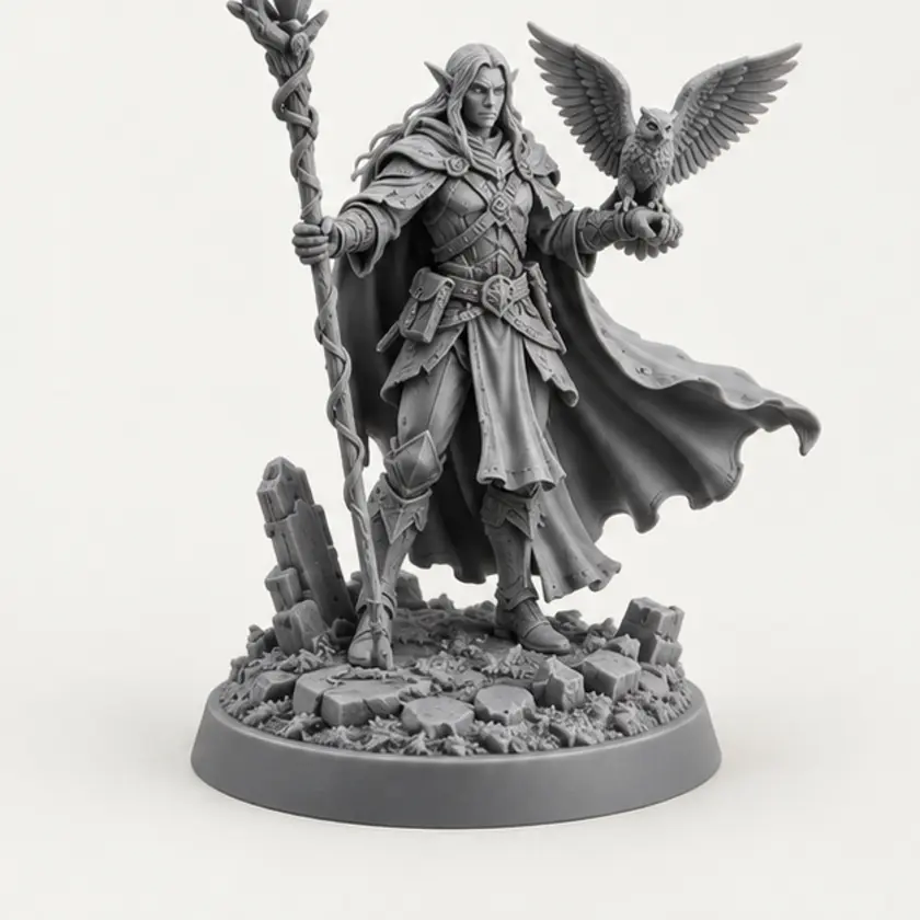 Szczegółowa figurka fantasy wykonana w druku żywicznym